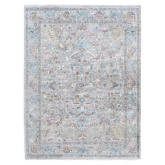 8'6"x11'3" Brown Antiqued Tabriz with All Over Design Hand Knotted Pure Wool Rug