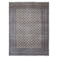 8'6"x11'4" Elfenbein Vintage Turkoman mit Bokara Design Handgeknüpfter Teppich aus reiner Wolle