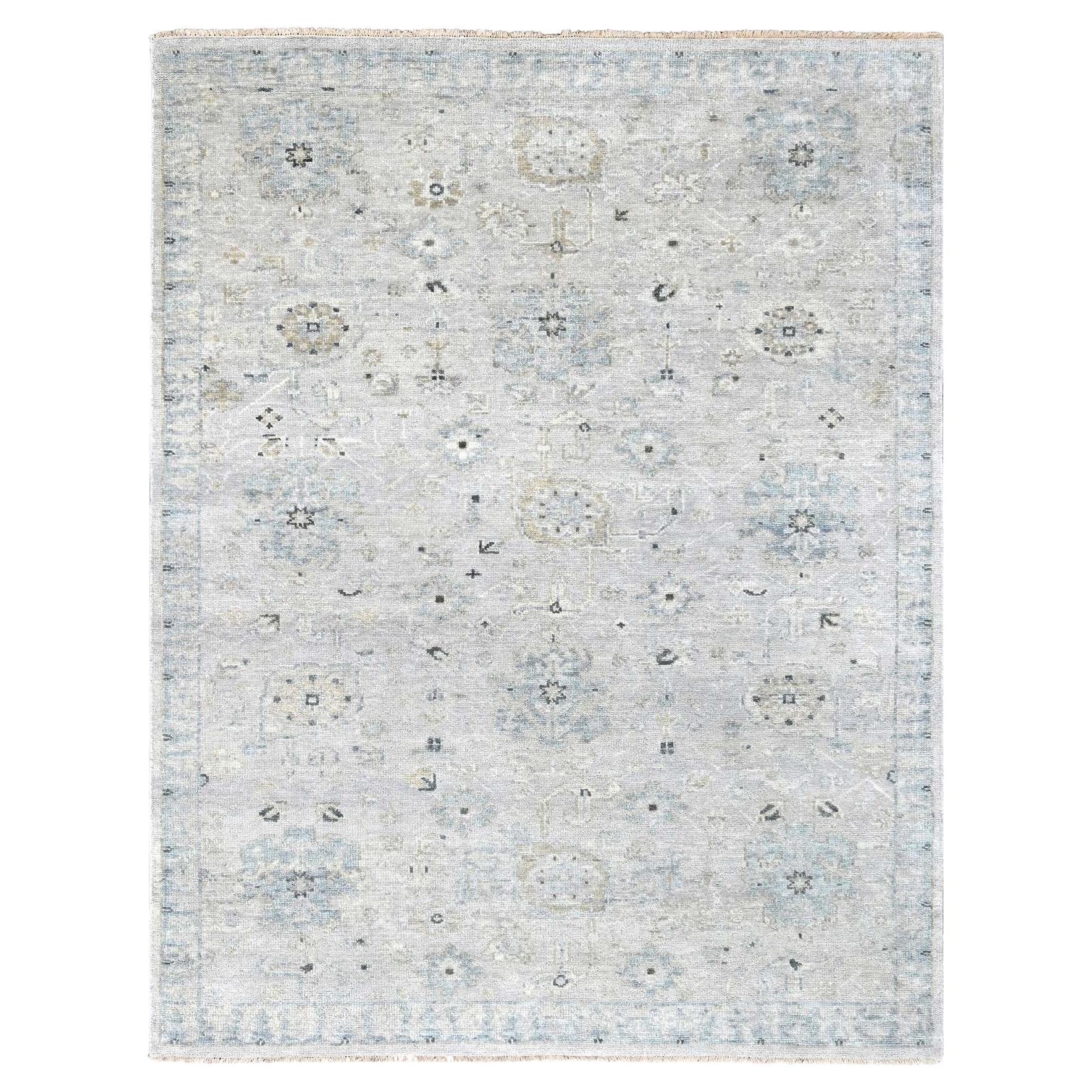 8'6"x11'4" Oyster Gray Supple Collection Oushak Design Hand Knotted Wool Rug