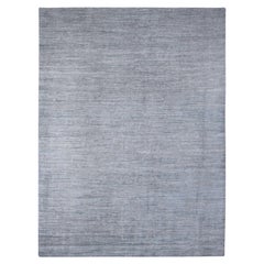 8'6"x11'5" Gray Hand Knotted Solid Pattern Hand Spun Ghazni Wool Oriental Rug