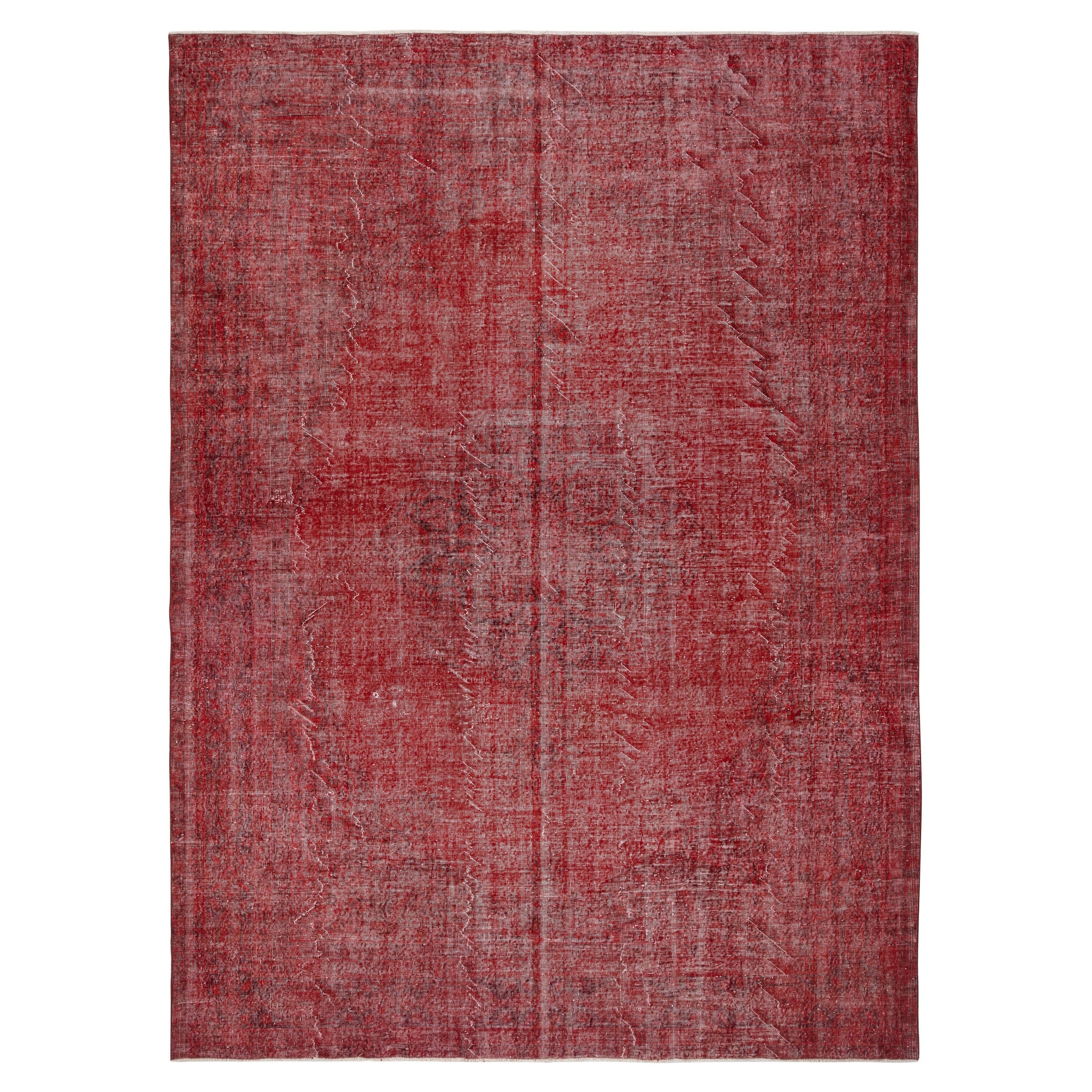 8.6x11.6 Ft Rot gefärbter Wollteppich. Vintage Turkish Handmade Area Rug für Schlafzimmer