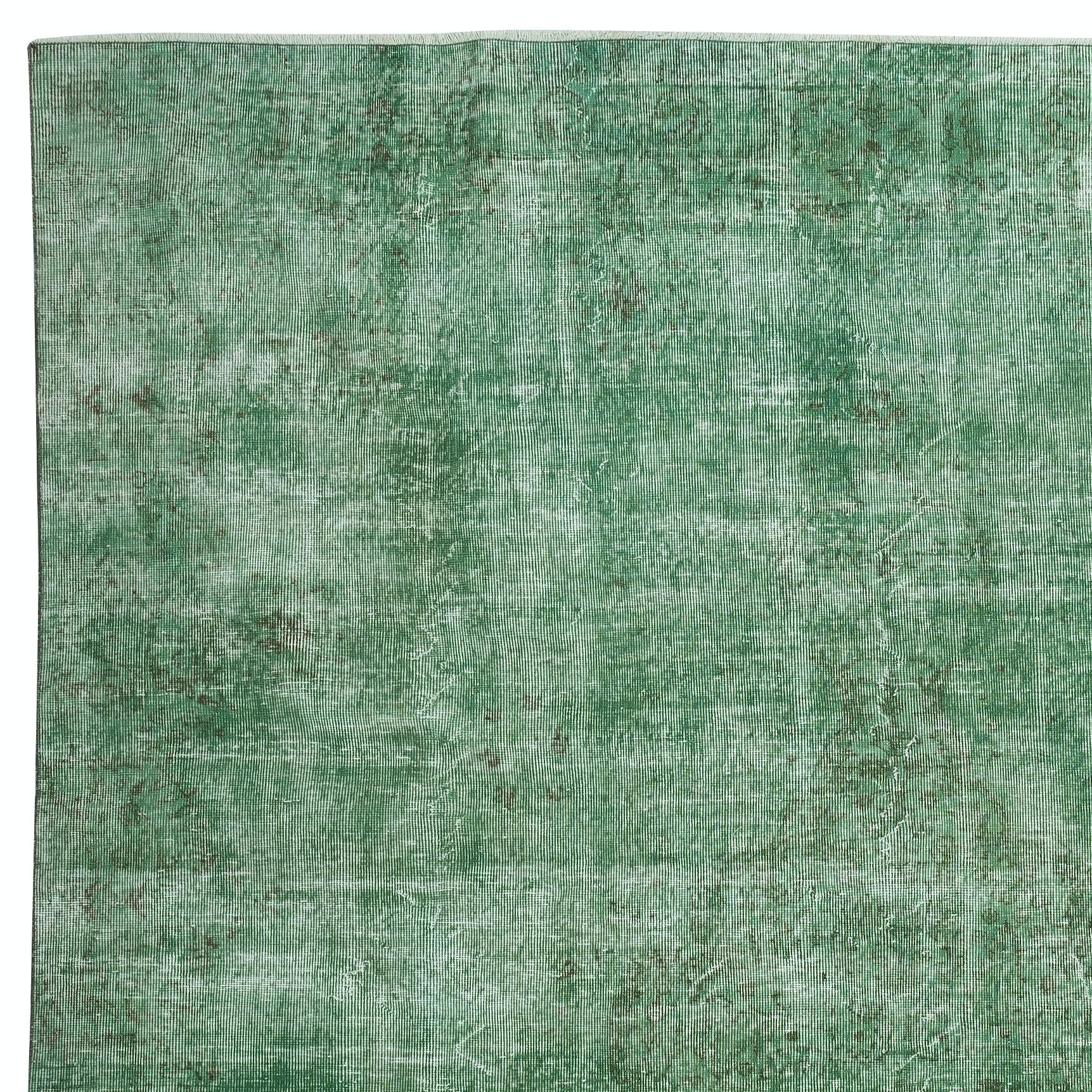 Turco Tappeto da pavimento 8.6x11.7 Ft fatto a mano dalla Turchia. Tappeto tinto in massa di colore verde in vendita