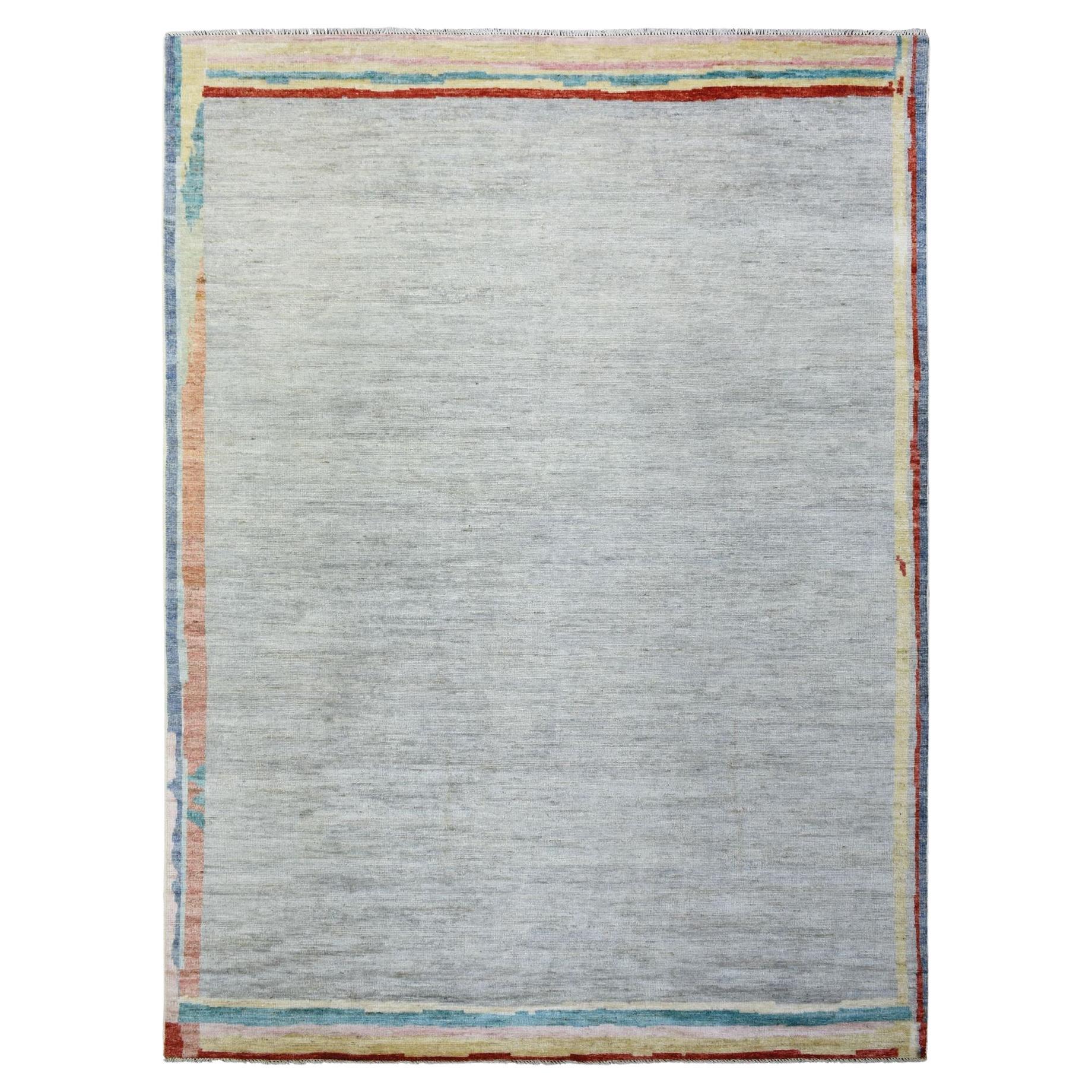 8'6"x11'7" Light Gray Soft Wool Hand Knotted Boujaad Moroccan Berber Rug
