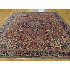 8'6''x11'7'' Red Antique Farsian Heriz Handmade Mint Condition Oriental Rug