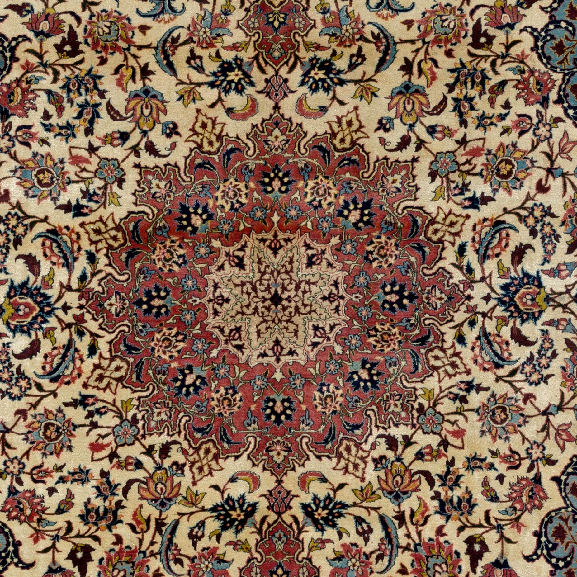 Tabriz 8.6x11.8 ft Antique Persian Isfahan Rug, Fine Traditional Oriental Carpet For Sale