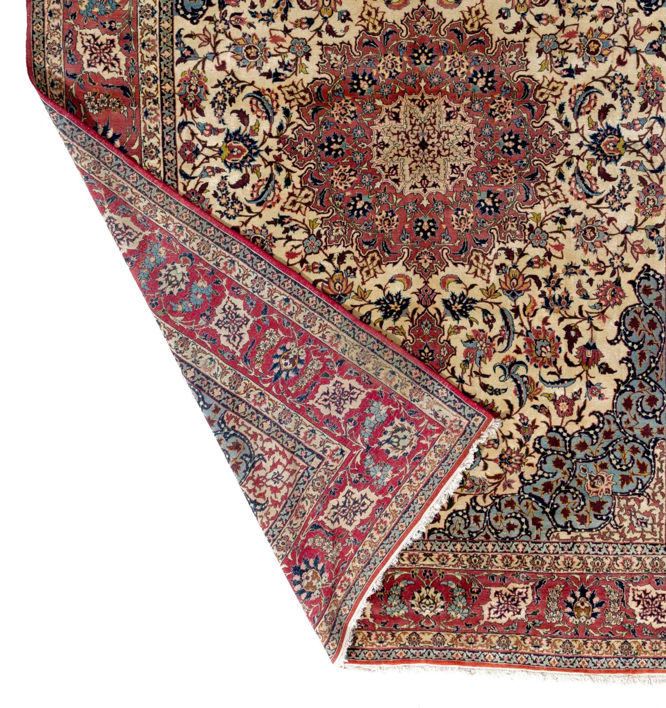 20th Century 8.6x11.8 ft Antique Persian Isfahan Rug, Fine Traditional Oriental Carpet For Sale