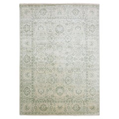 8'6"x12' Oushak Design Realer und reiner, handgeknüpfter, gewaschener Orientteppich aus reiner Seide