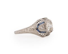 .87 Carat Art Deco Diamond Platinum Engagement Ring