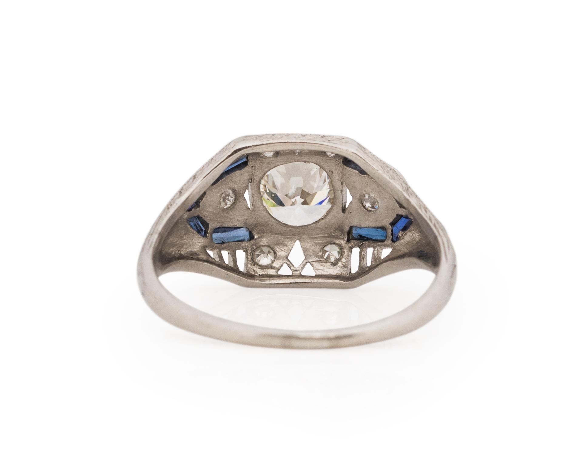 .87 Carat Art Deco Diamond Platinum Engagement Ring In Good Condition For Sale In Atlanta, GA