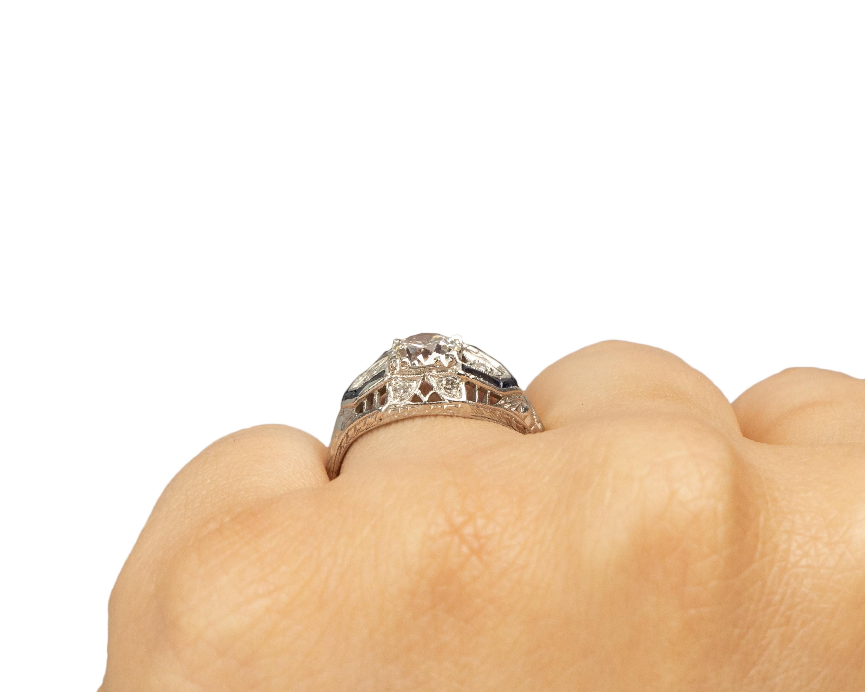 .87 Carat Art Deco Diamond Platinum Engagement Ring For Sale 2