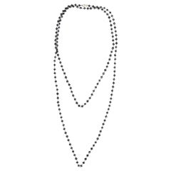 87 Carat Black Diamond Bead Long Gold Chain Necklace