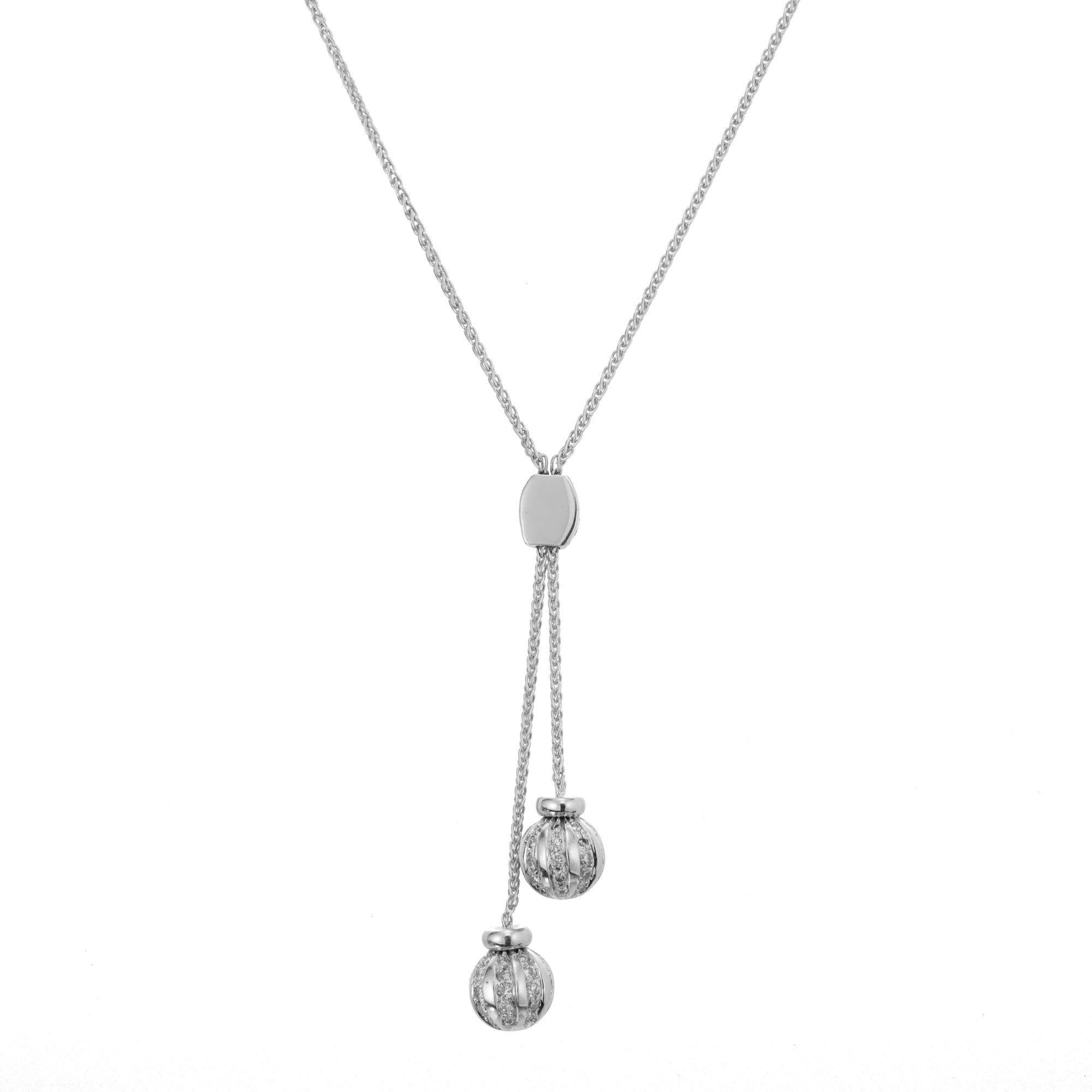 pave diamond ball necklace