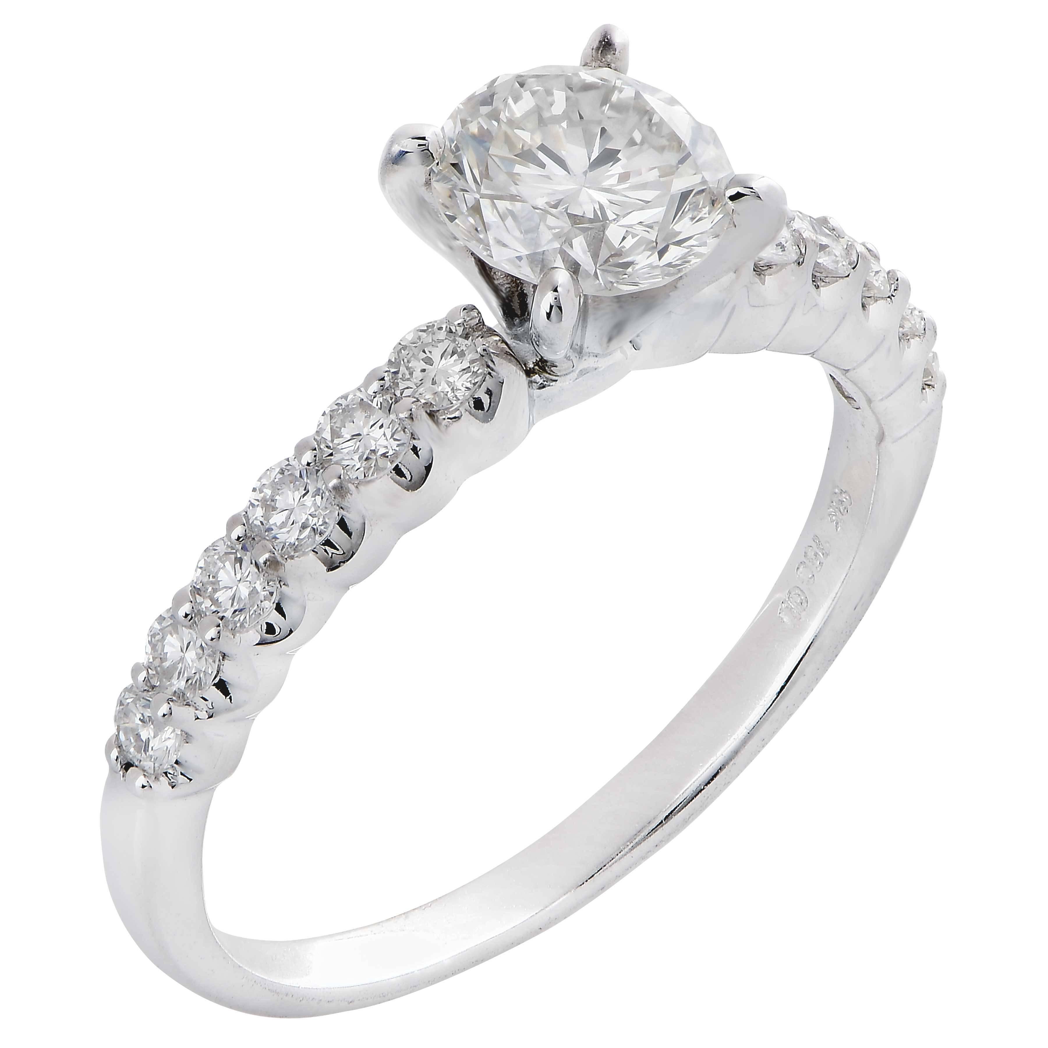 Round Cut .87 Carat Round Brilliant Cut Diamond Engagement Ring