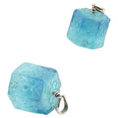 87 Ct Aquamarine Carved Flower Pendant, 1980