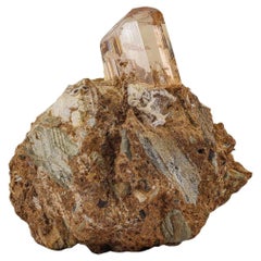 87 Gramm Champagner Brown Edelstein Topas Kristall auf Calcit aus Pakistan