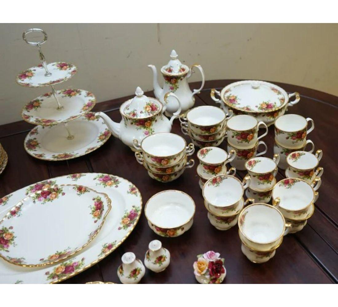 We are delighted to offer for sale this beautiful large set of Royal Albert old country roses China set. 

Royal Albert has been creating the finest English bone china since 1906 and is synonymous with traditional afternoon tea. Old Country Roses