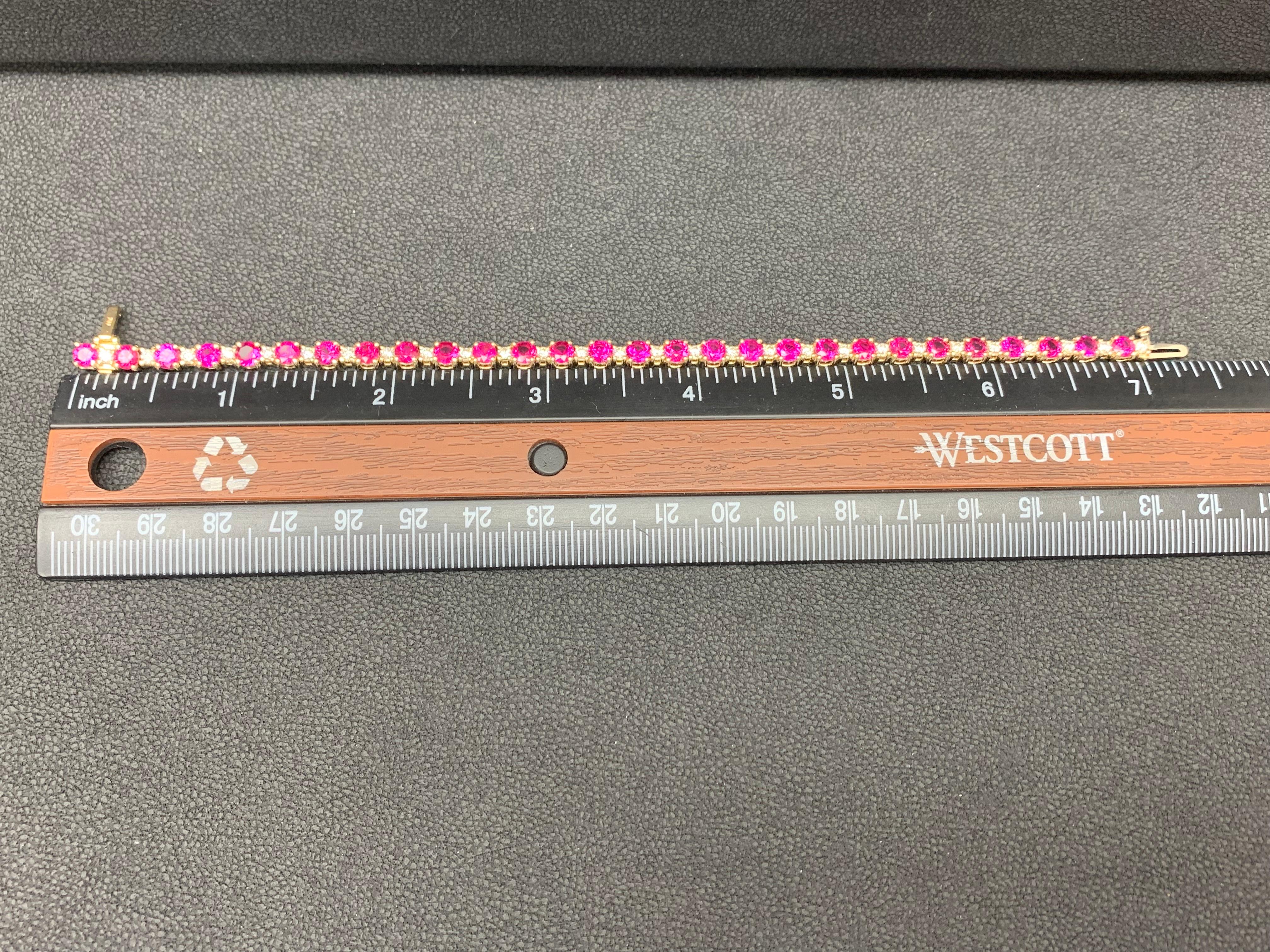 Bracciale Tennis con rubini e diamanti alternati da 8,70 carati in oro giallo 14K in vendita 11