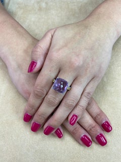 14mm Amethyst Cocktail Ring with Fancy Vivid Yellow Diamonds, Statement