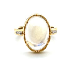 8.70 Carat Blue Flash Moonstone, Yellow Gold and Palladium Cocktail Ring