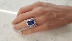 8.70 Carat Cushion Sapphire and Diamond Cocktail Ring in 18 Karat White Gold