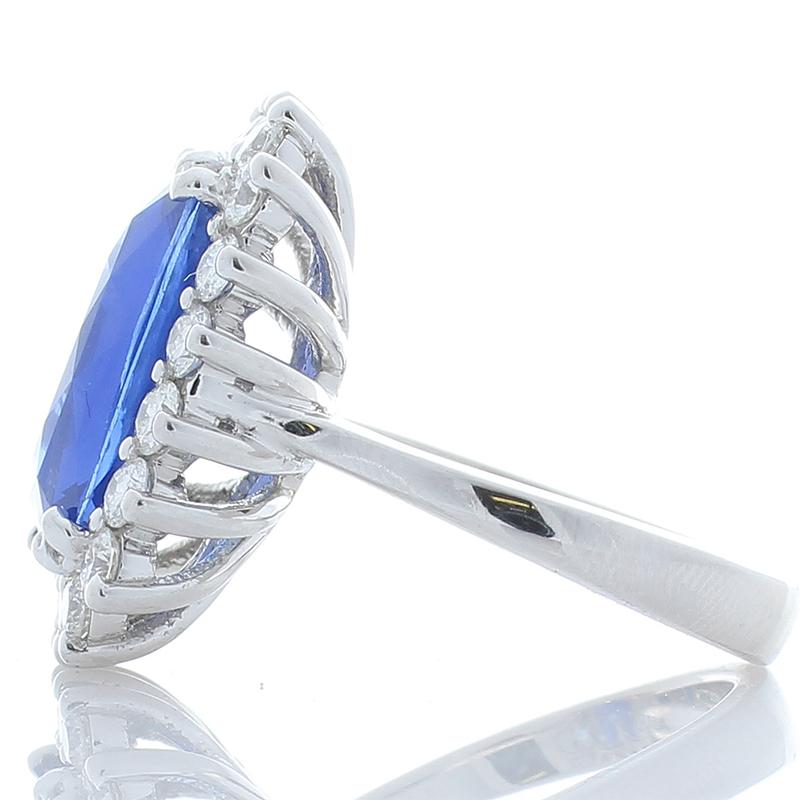 Contemporary 8.70 Carat Cushion Sapphire and Diamond Cocktail Ring in 18 Karat White Gold For Sale
