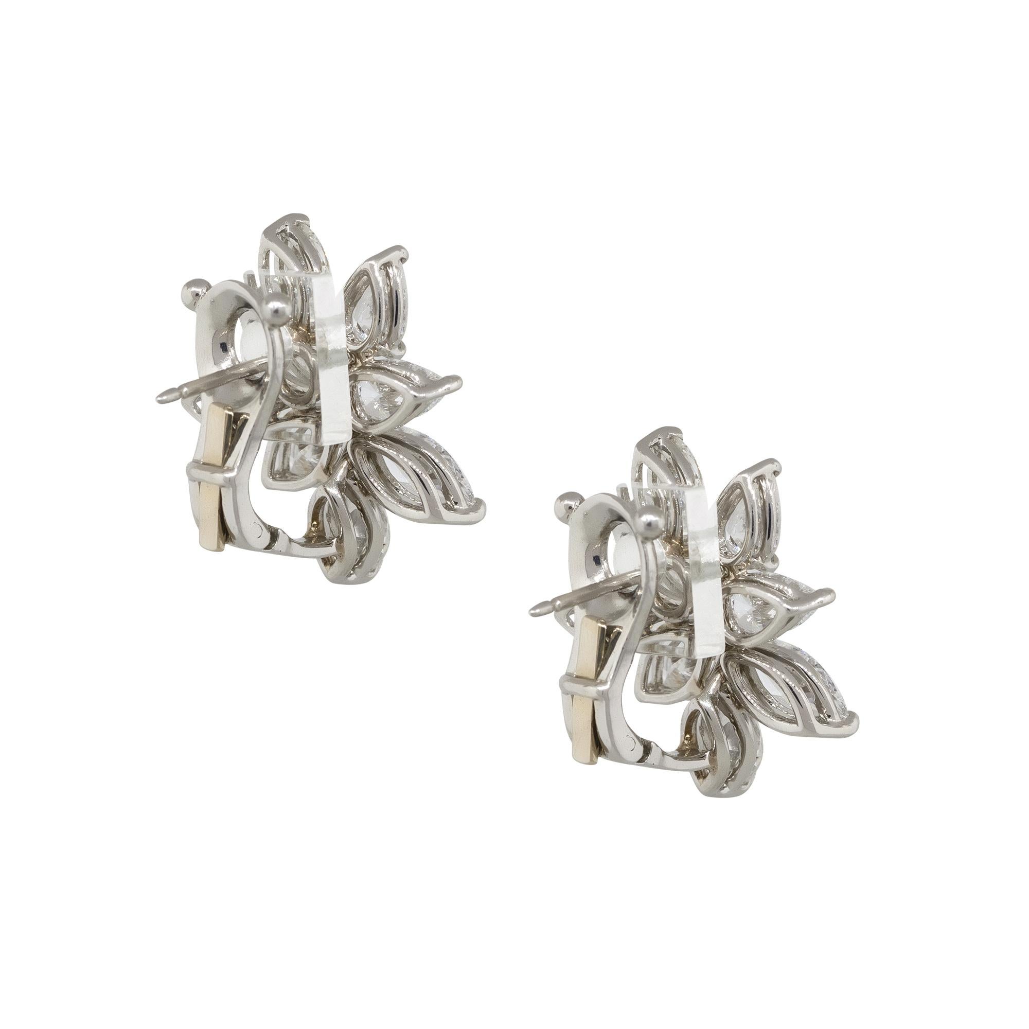 Mixed Cut 8.70 Carat Diamond Cluster Floral Earrings Platinum in Stock