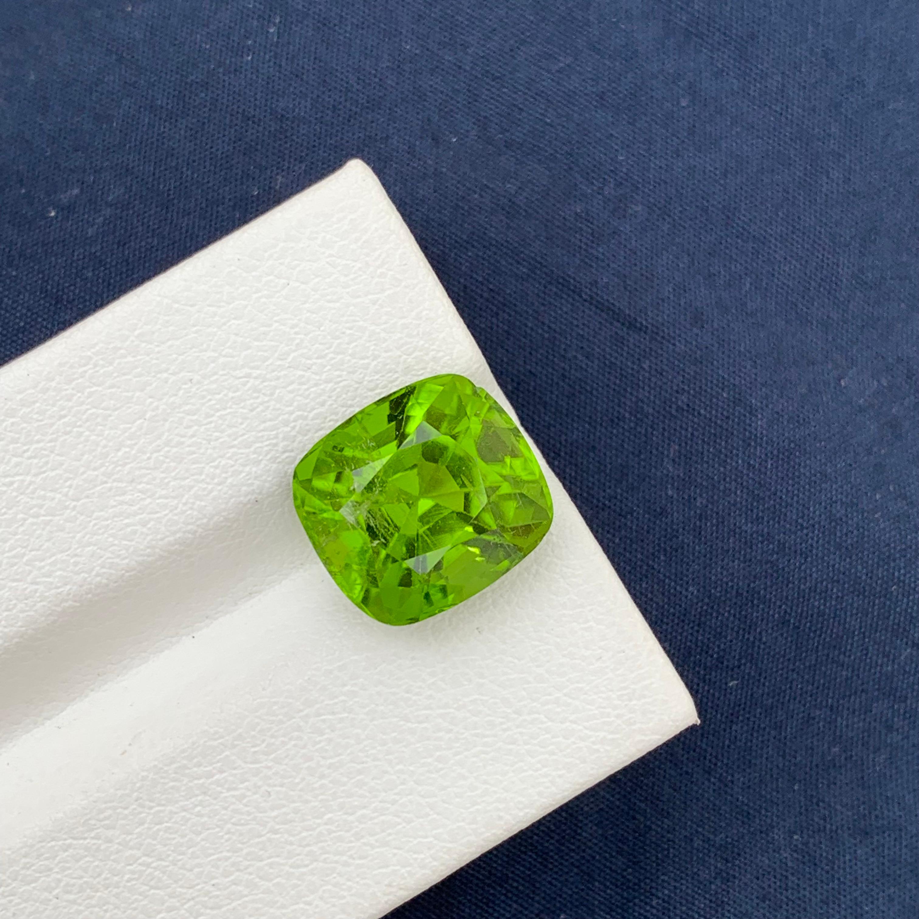 Loose Peridot
Weight: 8.70 Carats
Dimension: 11.8 x 10.9 x 8.8 Mm
Colour: Green
Origin: Supat Valley, Pakistan
Shape: Cushion
Certificate: On Demand
Treatment: Non

Peridot, a vibrant and lustrous gemstone, has been cherished for centuries for its