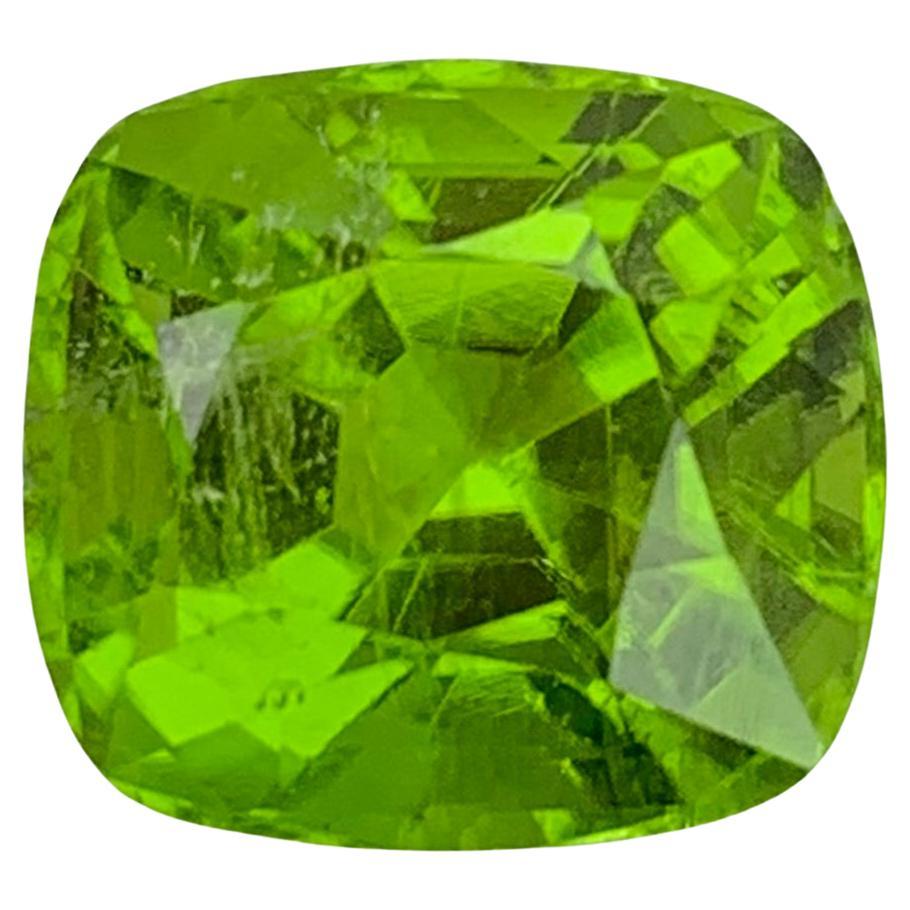 8.70 Carat Natural Loose Apple Green Peridot Cushion Shape Gem For Necklace  For Sale
