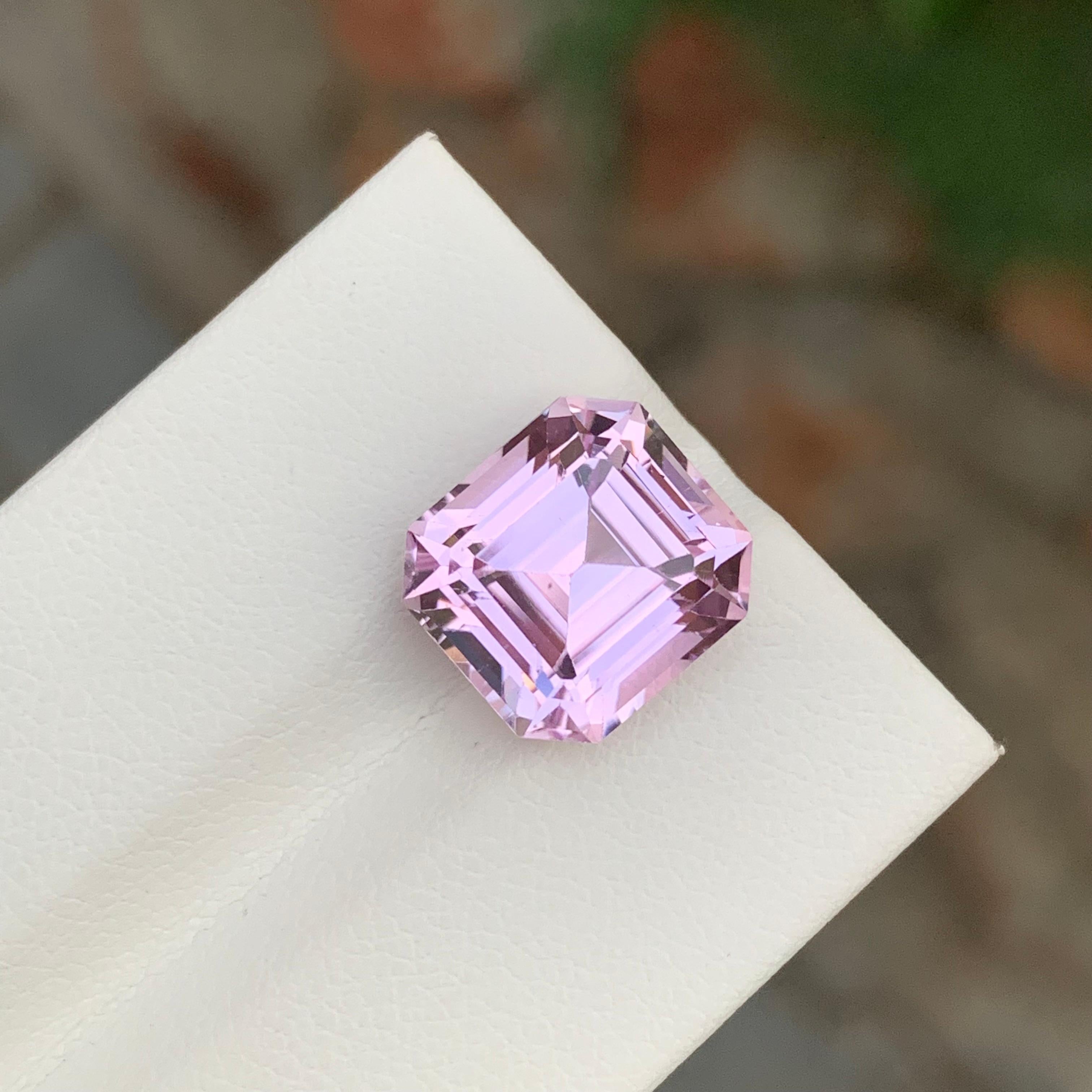 Arts and Crafts 8.70 Carat Natural Loose Pink Kunzite Asscher Shape Gemstone For Jewellery