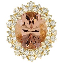 Natural Morganite Diamond Ring In 14 Karat Yellow Gold 