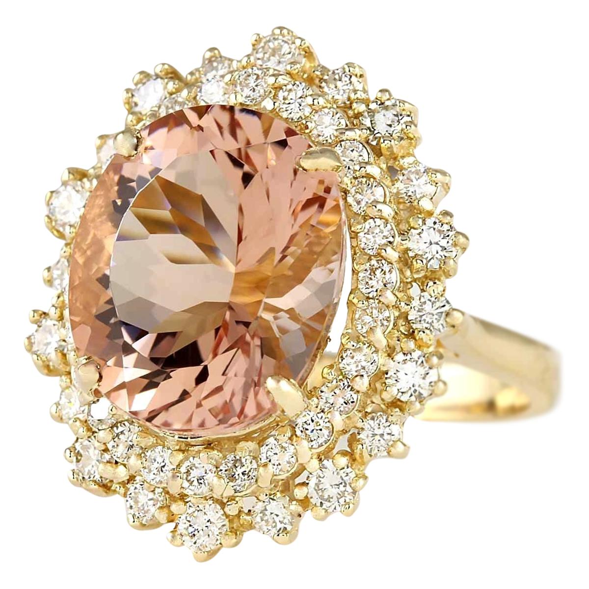 Stamped: 14K Yellow Gold
Total Ring Weight: 8.3 Grams
Total Natural Morganite Weight is 7.50 Carat (Measures: 14.00x10.00 mm)
Color: Peach
Total Natural Diamond Weight is 1.20 Carat
Color: F-G, Clarity: VS2-SI1
Face Measures: 23.25x19.25 mm
Sku: