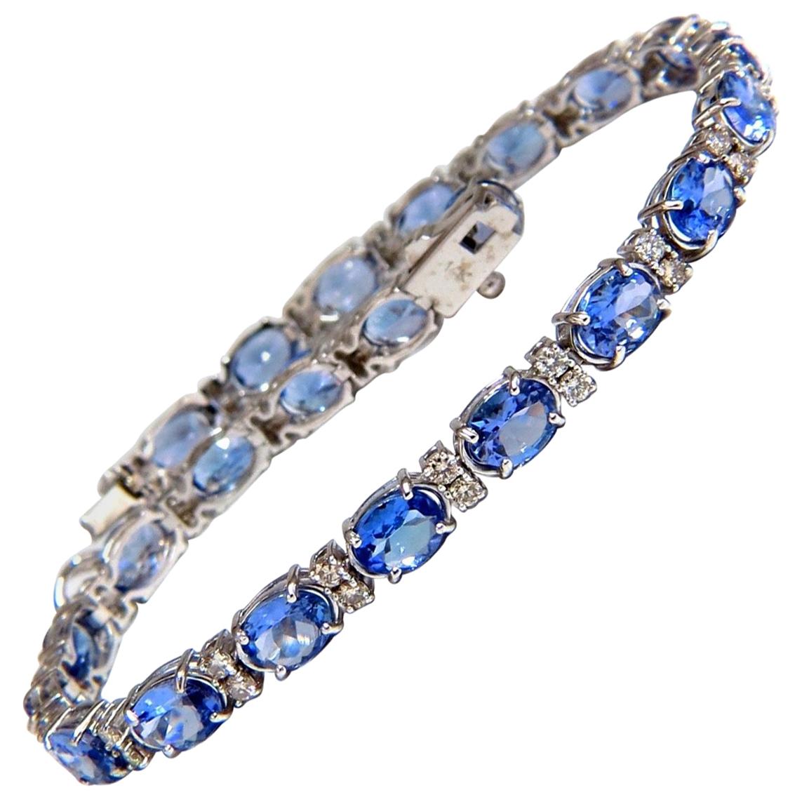 8.70 Carat Natural Tanzanite Diamonds Tennis Bracelet