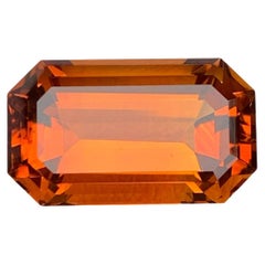 8.70 carats Fire Citrine Stone Emerald Cut Natural Brazilian Gemstone