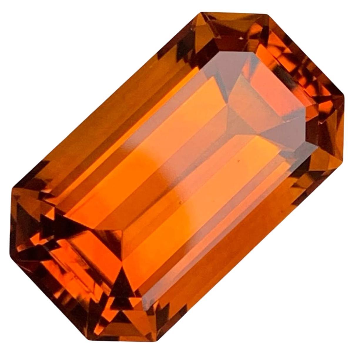 8.70 carats Fire Citrine Stone Emerald Cut Natural Brazilian Gemstone