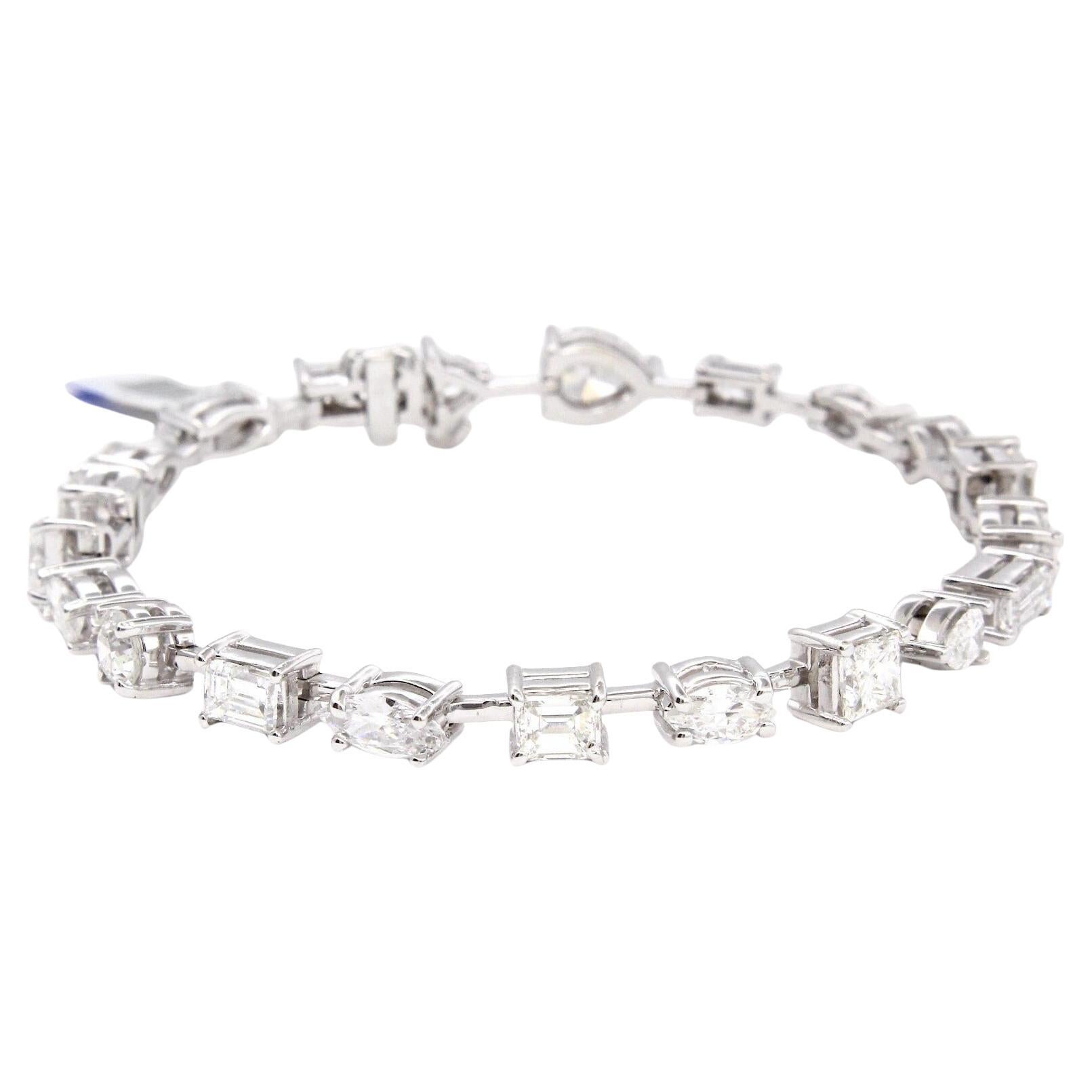 Pulsera de tenis con diamantes multiforma de 8,70 quilates en oro blanco de 18 quilates en venta