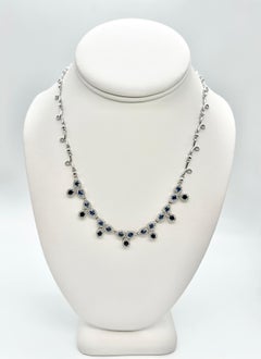 8.70 Total Carat Fancy Sapphire and Diamond, White Gold Necklace