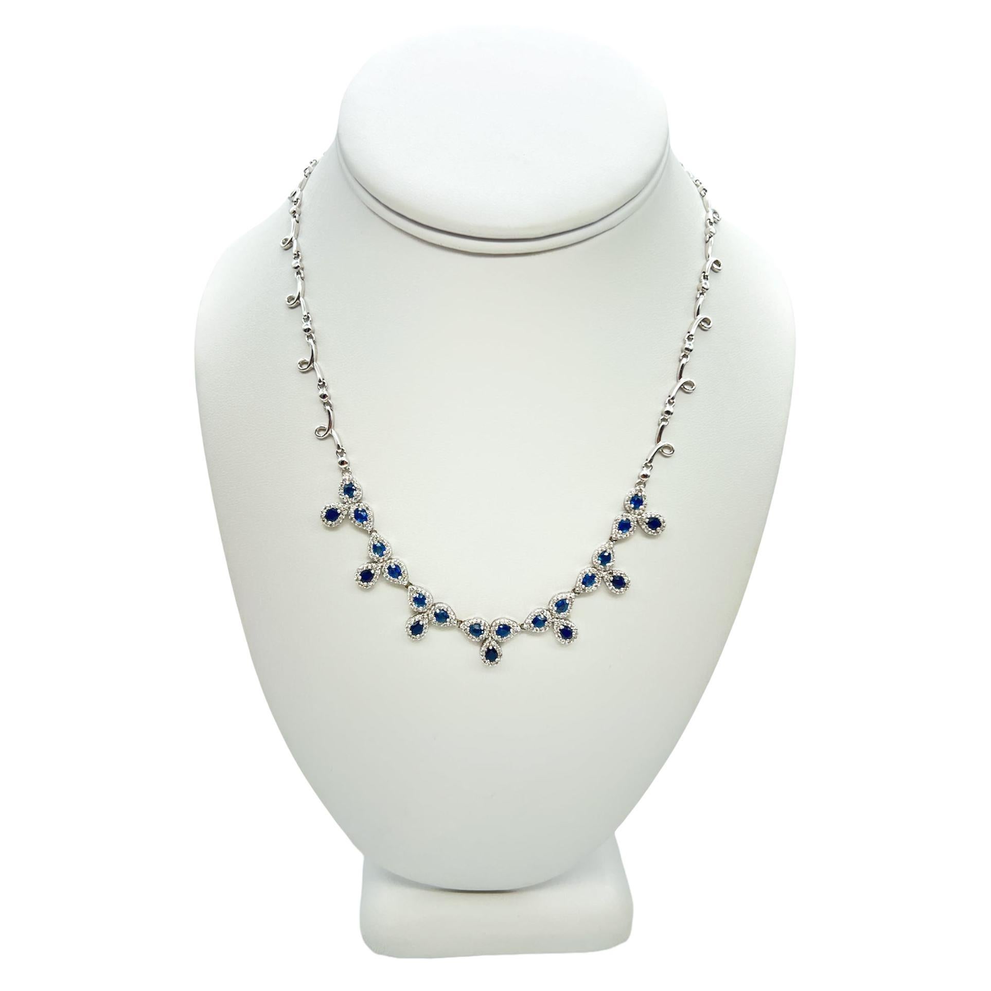8.70 Total Carat Fancy Sapphire and Diamond, White Gold Necklace