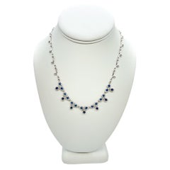 8.70 Total Carat Fancy Sapphire and Diamond, White Gold Necklace