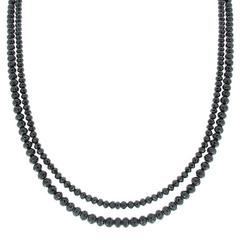 Contemporary 87.00 Carat Total Briolette Black Diamond Necklace in 14 Karat White Gold