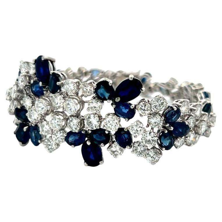 8.70ct Diamond
8.00ct Sapphire 18K White Gold Vintage Floral Link