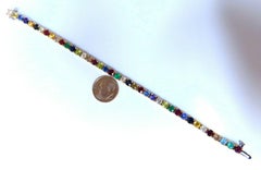 8.70ct Natural Ruby Emerald Sapphires Diamond Tennis Bracelet 14kt Gem Line*