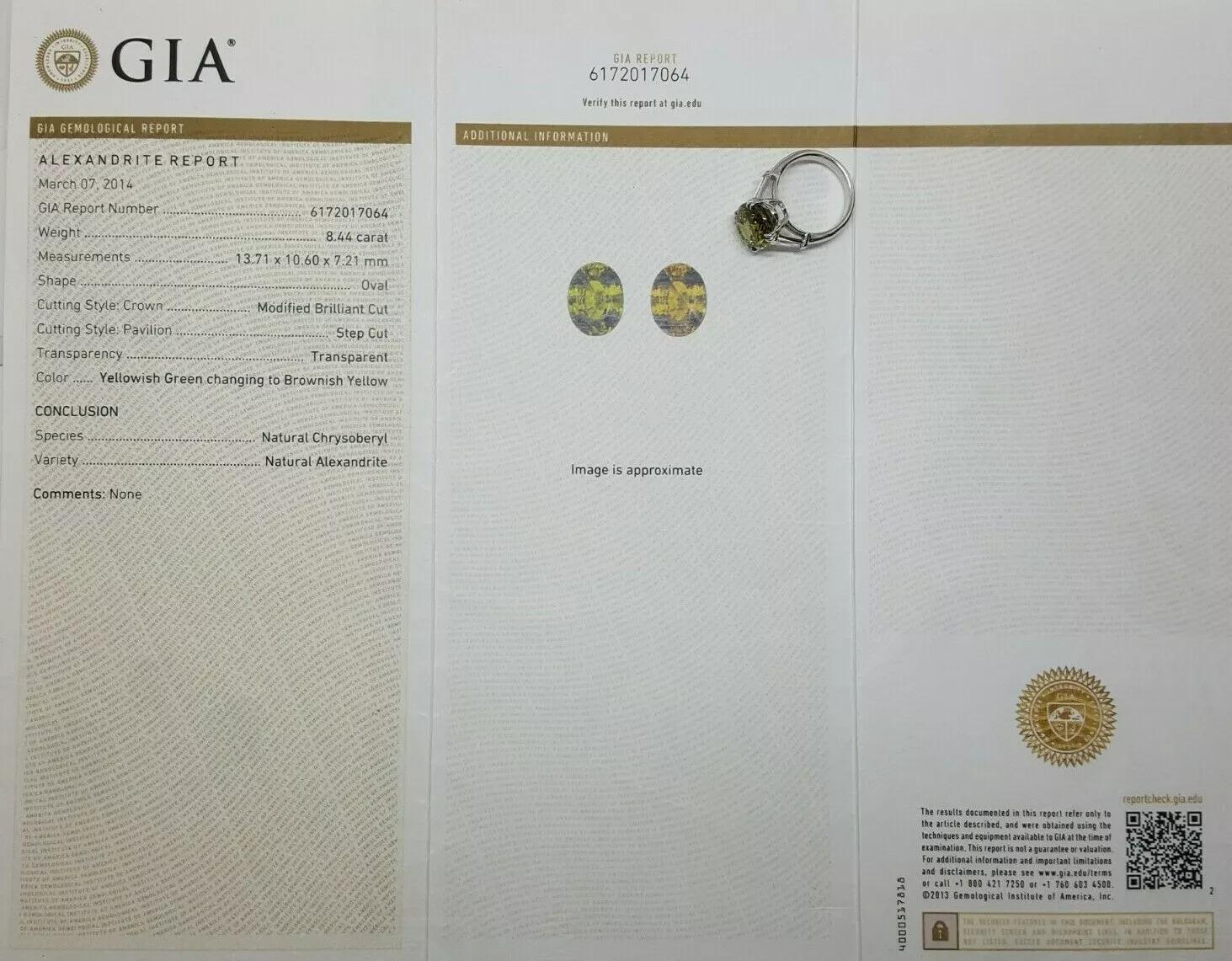 Contemporaneo Anello in platino da 8,71 carati con alessandrite taglio ovale e diamante a baguette affusolato in vendita