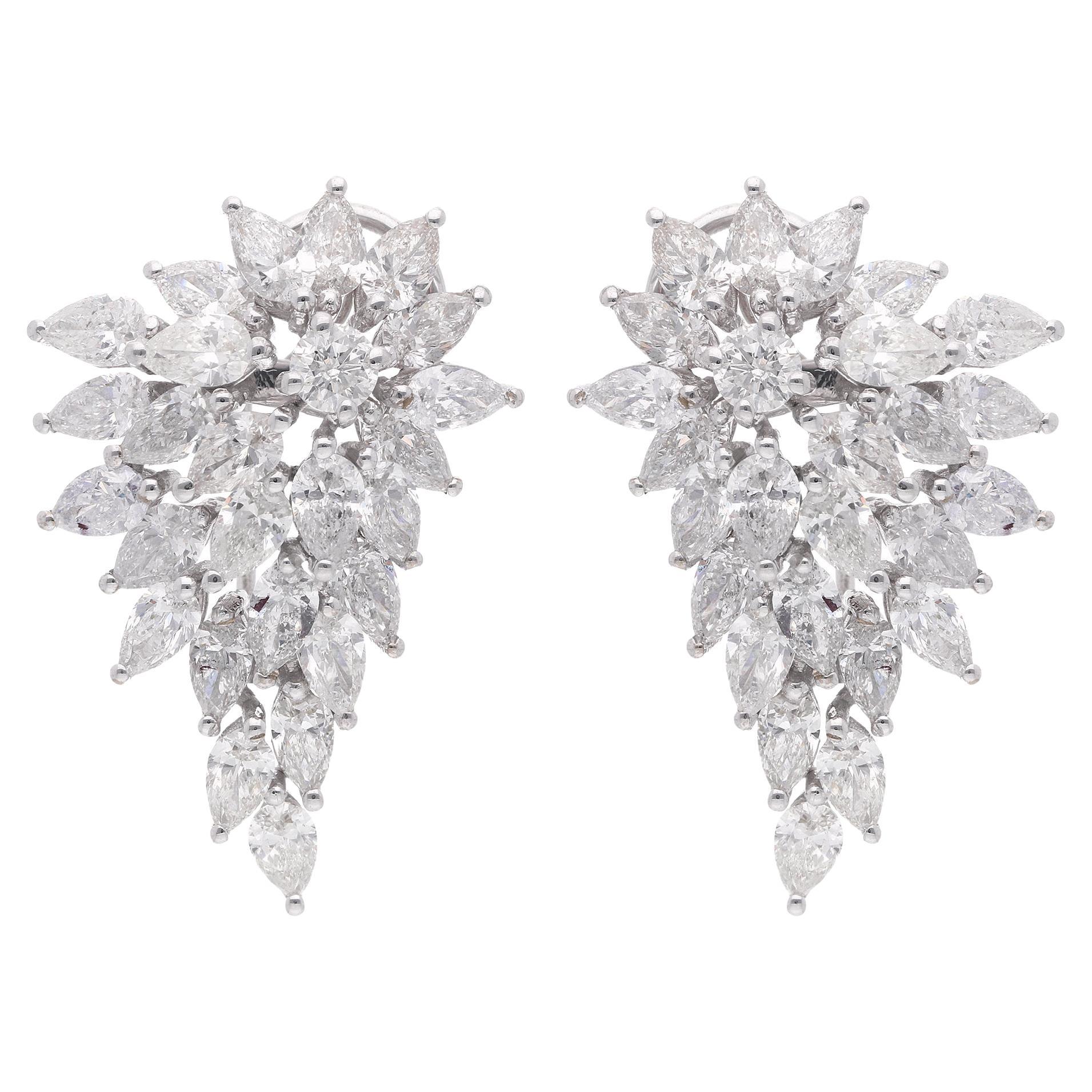 8.71 Carat SI Clarity HI Color Pear Diamond Earrings 18 Karat White Gold Jewelry