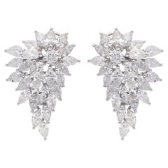 8.71 Carat SI Clarity HI Color Pear Diamond Earrings 18 Karat White Gold Jewelry