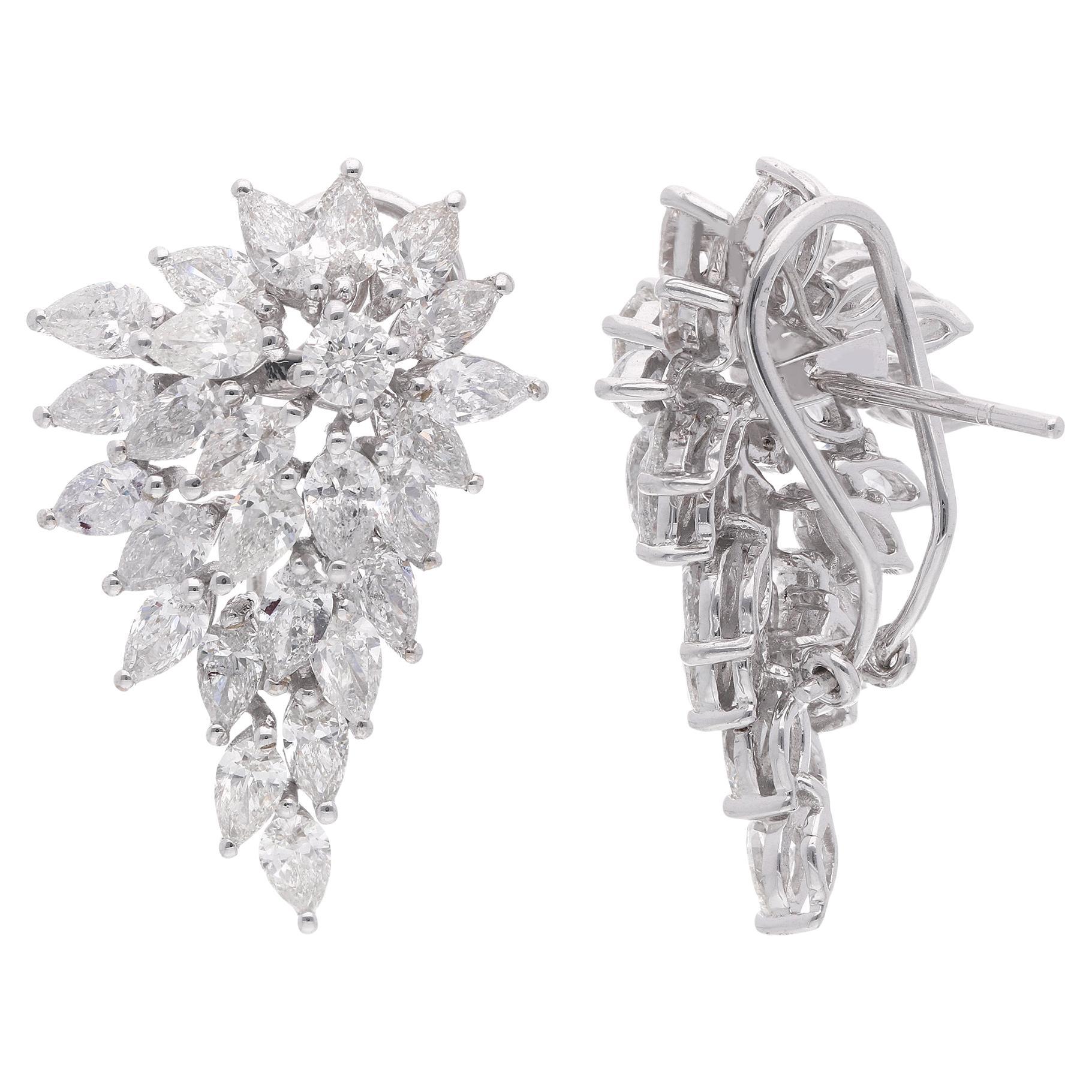 Boucles d'oreilles en diamant poire de 8,71 carats, pureté SI, couleur HI, en or blanc 18 carats en vente