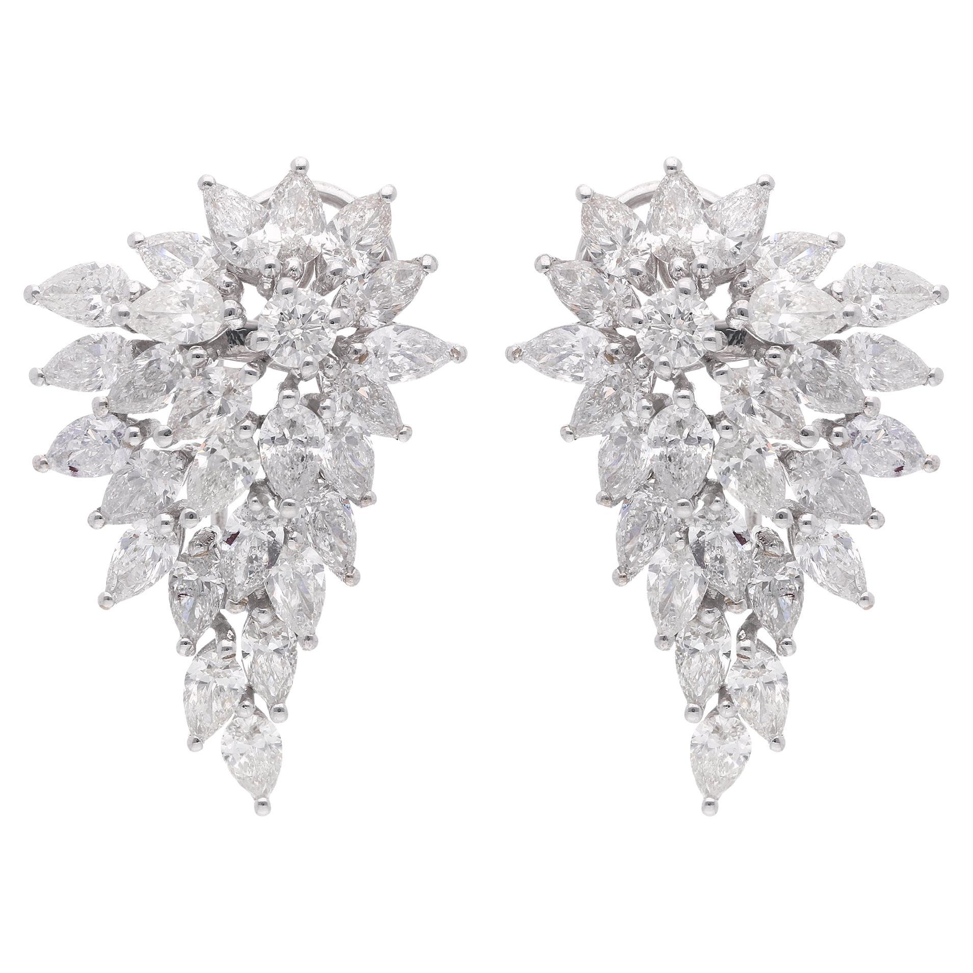 8,71 Karat SI Reinheit HI Farbe Birne Diamant Ohrringe 18 Karat Weißgold Schmuck