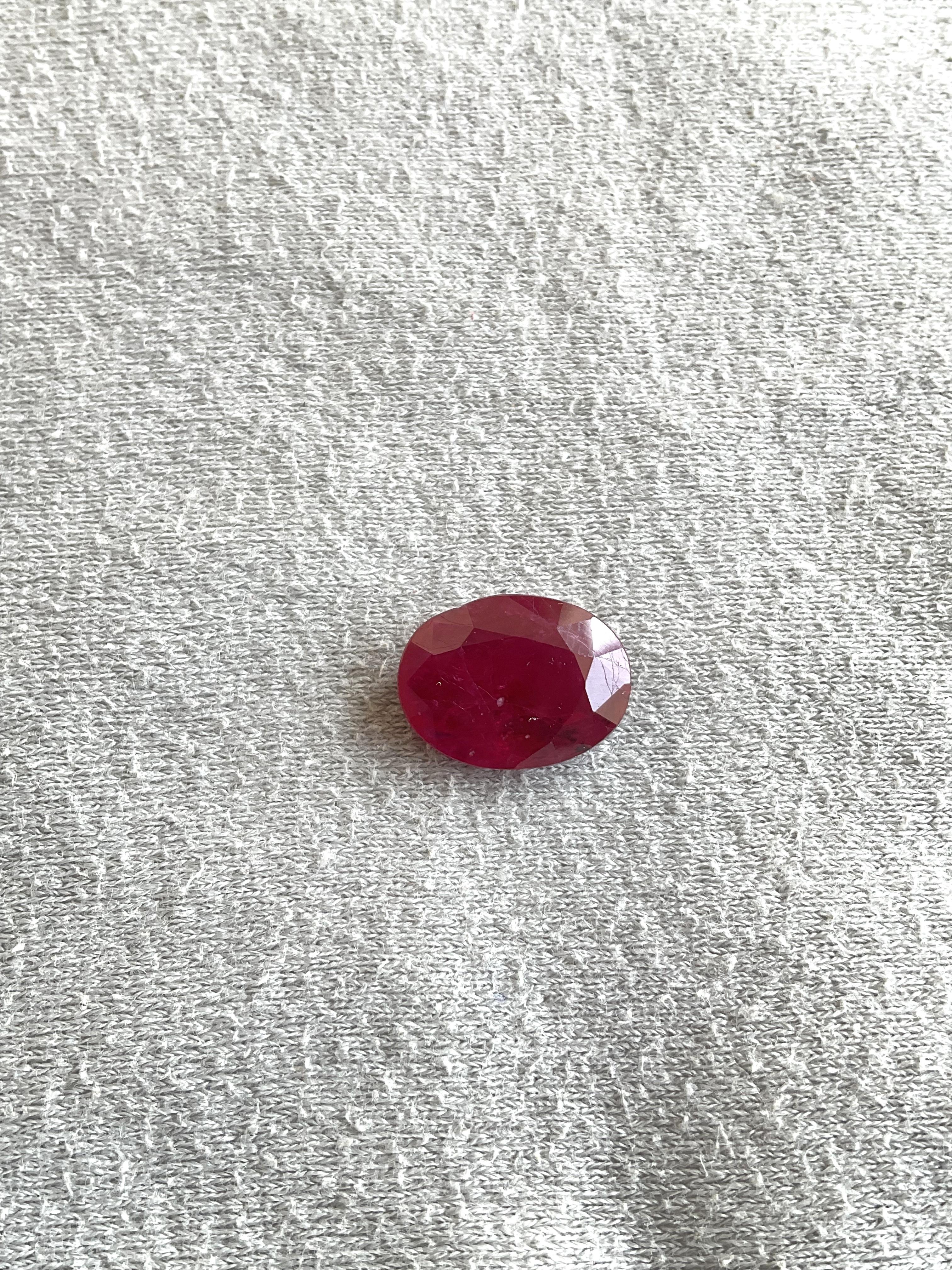 Art Deco 8.71 Carats Burmese No-Heat Ruby Natural Oval Cut Stone For Top Fine Jewelry Gem For Sale