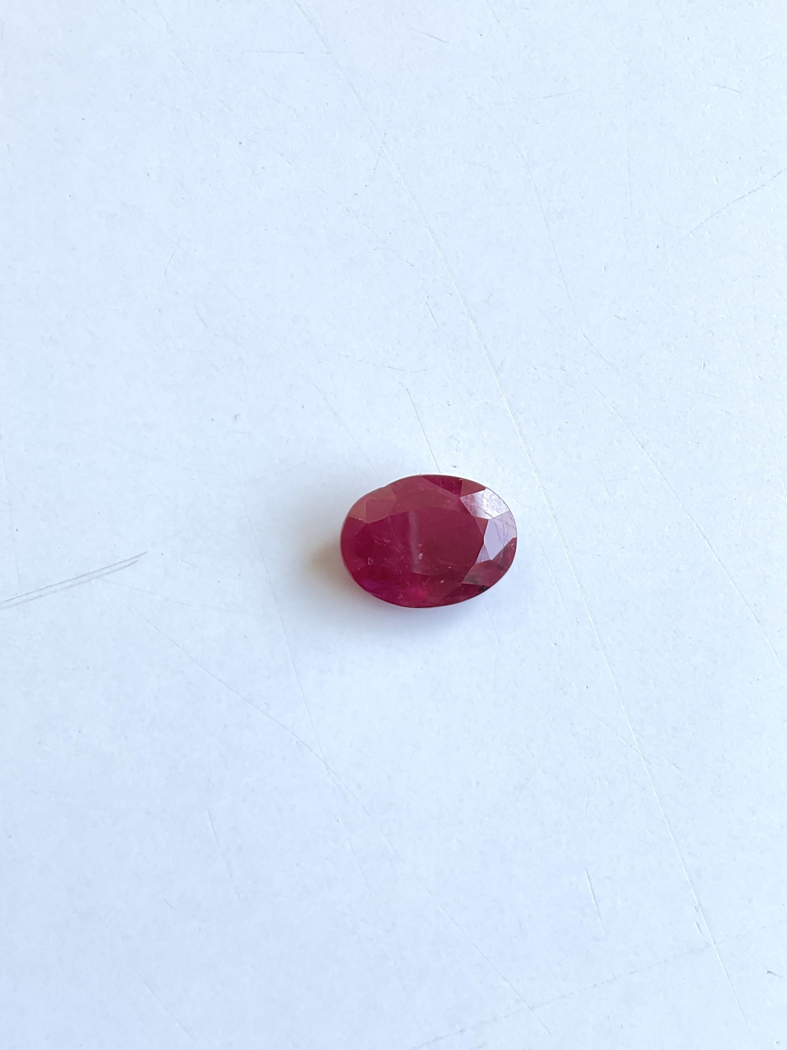 8.71 Carats Burmese No-Heat Ruby Natural Oval Cut Stone For Top Fine Jewelry Gem For Sale 3