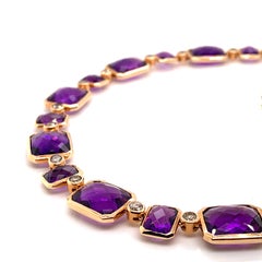 Sunita Nahata Amethyst 87.12ct. Necklace in 18Karat Rose Gold with Diamond.