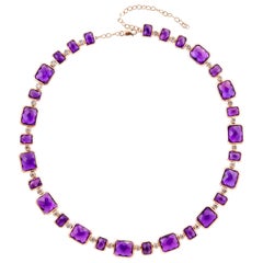 Sunita Nahata Amethyst 87.12ct. Collier en or rose 18 carats avec diamants